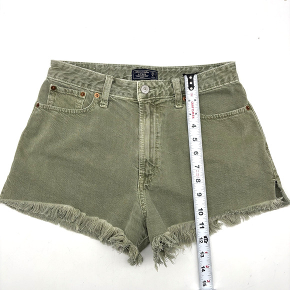 2007 Y2K Abercrombie Annie High Rise Green Denim Cut-off Mom Shorts 4/27 27x2.5" - Picture 9 of 12